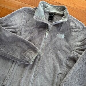 The North Face Furry Fleece Jacket Womens L Lightweight Y2K Full‎ Zip Gray